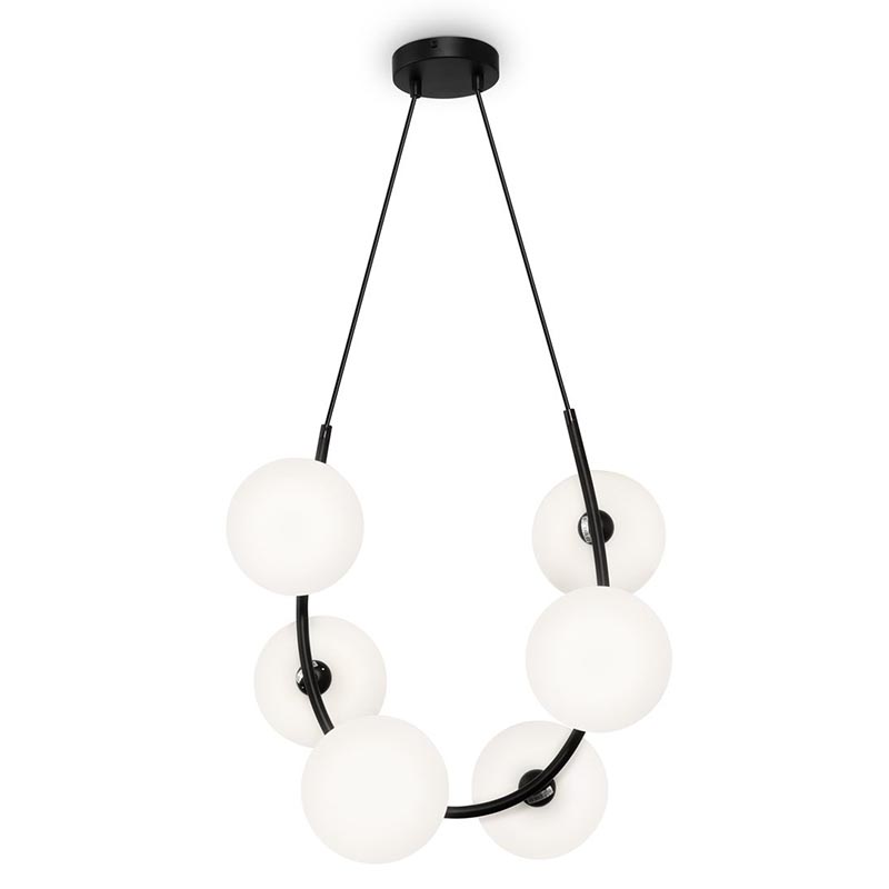 Люстра Marcan 6 Ball Chandelier Black Черный Белый в Новосибирске | Loft Concept 