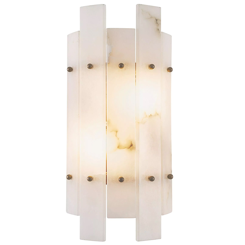 Бра Eichholtz Wall Lamp Caprera Alabaster Белый Мрамор Bianco Бежевый Латунь в Новосибирске | Loft Concept 