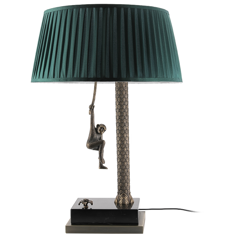 Настольная лампа Джунгли Table Lamp Jungle Emerald Латунь Античная полированная Черный Мрамор Nero Изумрудный в Новосибирске | Loft Concept 