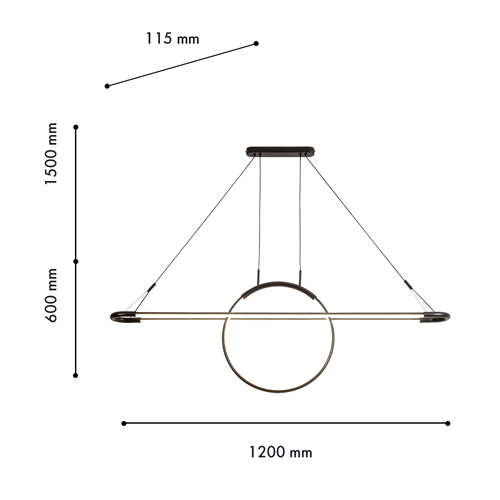 Светодиодная люстра Black LED Circle and Oval Lamp в Новосибирске