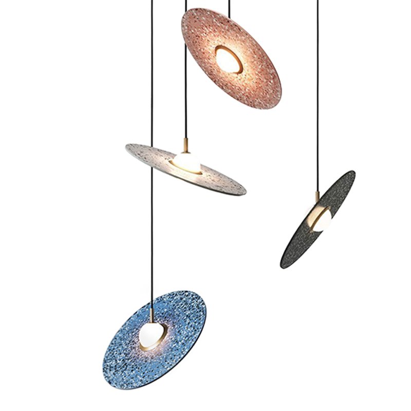 Подвесной светильник Stone Disc Haning Pendant Серый Синий Черный Розовый (Rose) в Новосибирске | Loft Concept 