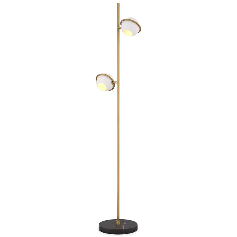 Торшер Eichholtz Floor Lamp Aprillia Золотой Белый Черный Мрамор Nero в Новосибирске | Loft Concept 