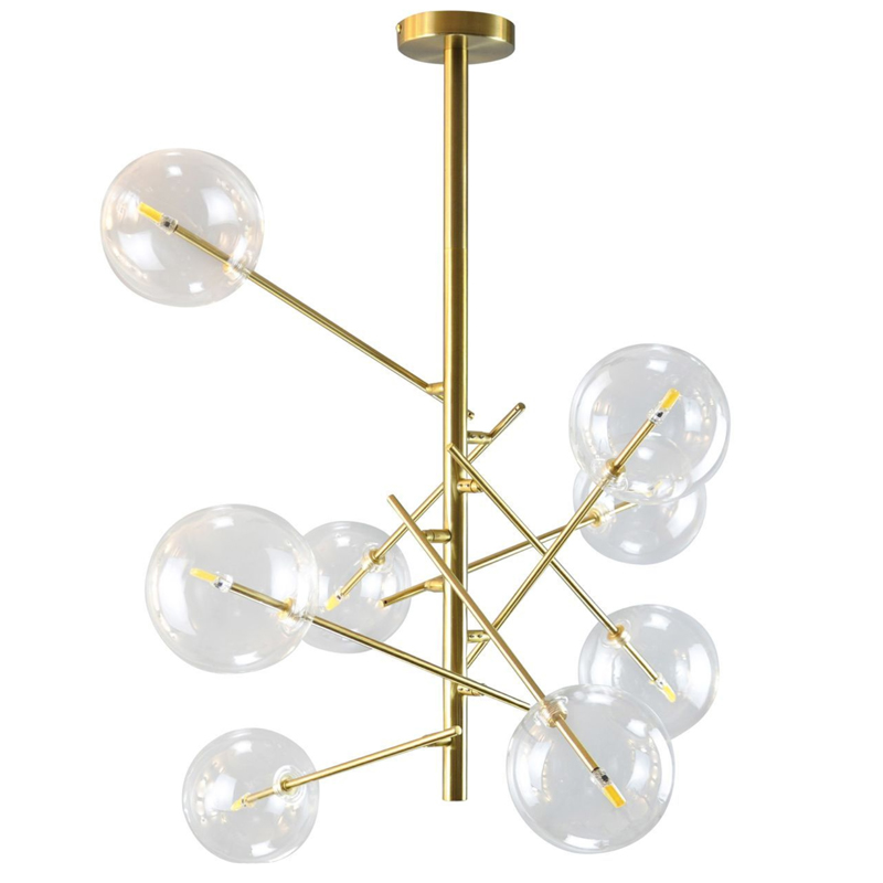 Люстра Gallotti & Radice Bolle Рanging Lamp 8 плафонов Золотой Прозрачный (Transparent) в Новосибирске | Loft Concept 