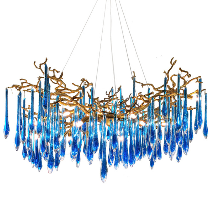 Люстра Blue Fountain Chandelier  Золотой Синий в Новосибирске | Loft Concept 