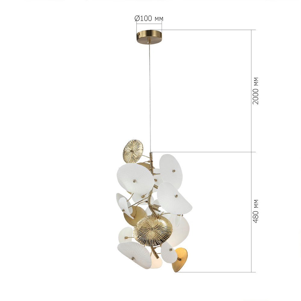 Подвесной светильник с белыми и золотистыми цветами Dahlia Flowers Lamp в Новосибирске