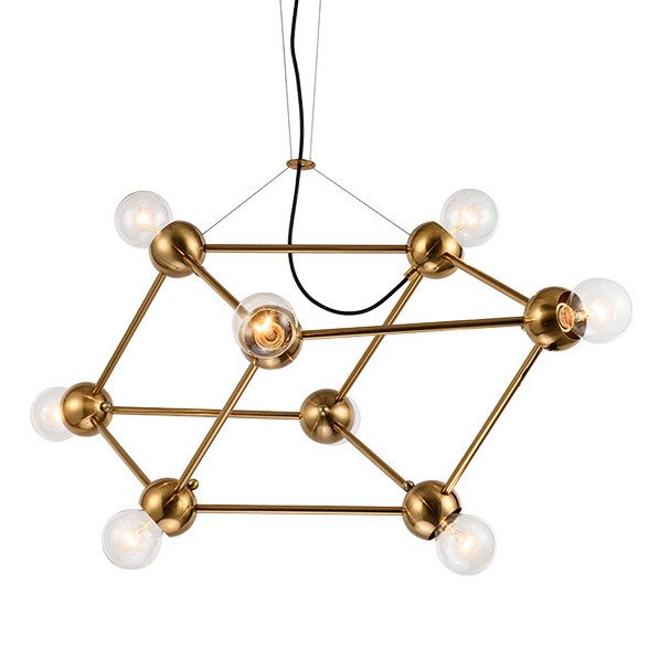 Люстра Molecule Gold Chandelier Золотой в Новосибирске | Loft Concept 