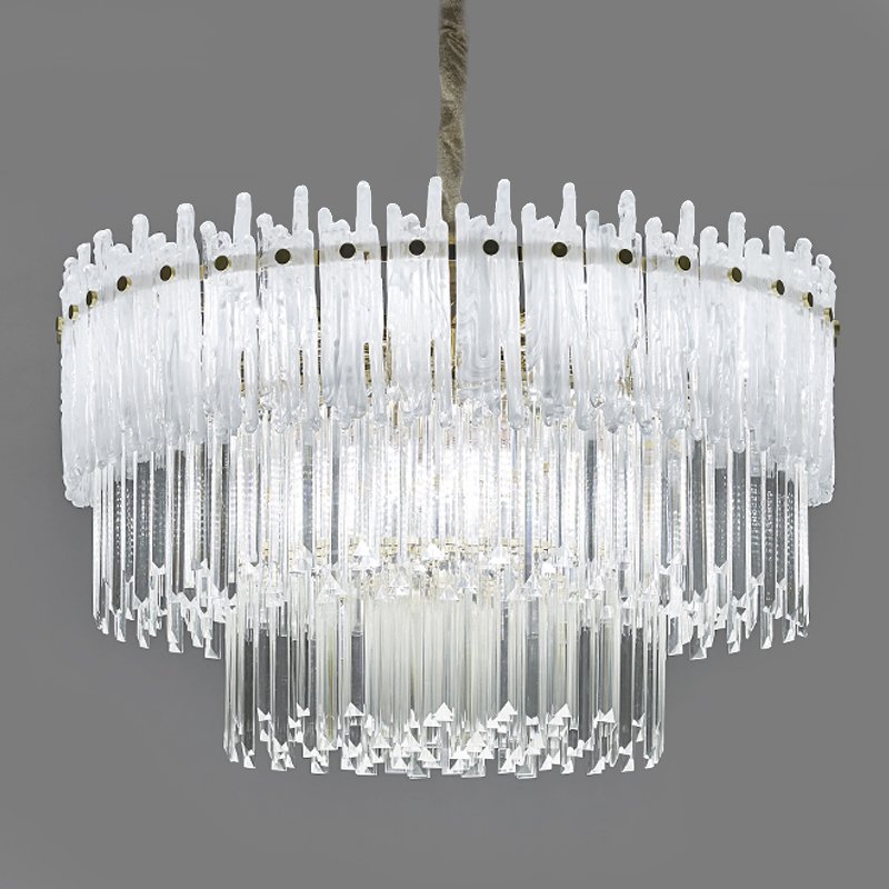 Люстра Murano Glass ICE Chandelier Золотой Белый Прозрачное Стекло в Новосибирске | Loft Concept 