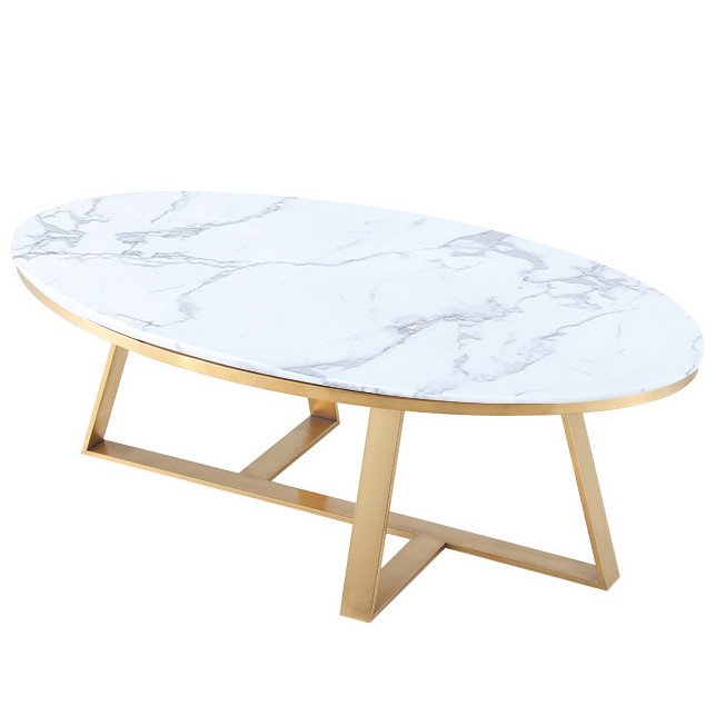 Кофейный стол Marble Oval Table Латунь Белый в Новосибирске | Loft Concept 