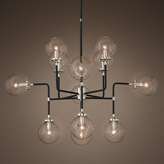 Люстра BISTRO GLOBE CLEAR GLASS SILVER CHANDELIER 12 Черный Серебряный Прозрачное Стекло в Новосибирске | Loft Concept 