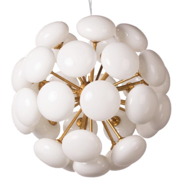 Люстра Mid-Century Sputnik Milk Glass Chandelier Золотой Прозрачный белый в Новосибирске | Loft Concept 