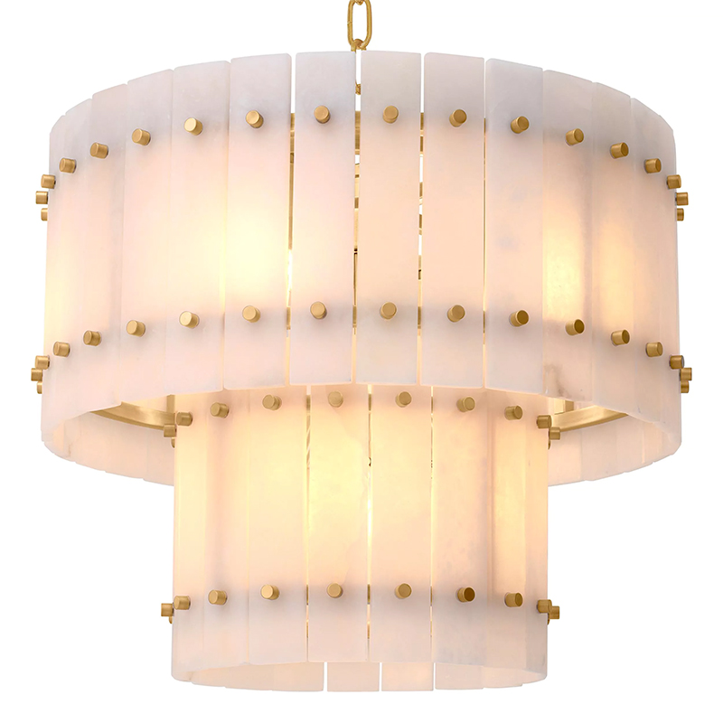 Люстра Eichholtz Chandelier Ruby S Alabaster Латунь Бежевый Белый Мрамор Bianco в Новосибирске | Loft Concept 