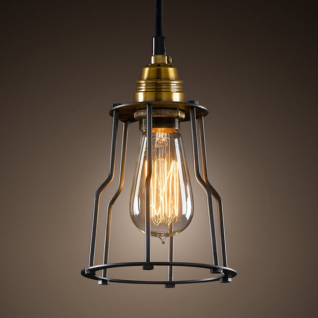 Подвесной светильник Loft Industrial Cage Filament Pendant Бронза Черный в Новосибирске | Loft Concept 