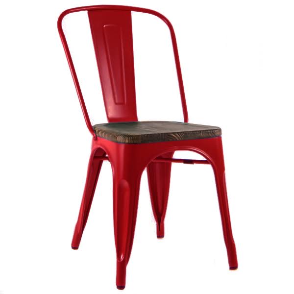 Кухонный стул Tolix Chair Wood Red Красный Красный Коричневый в Новосибирске | Loft Concept 