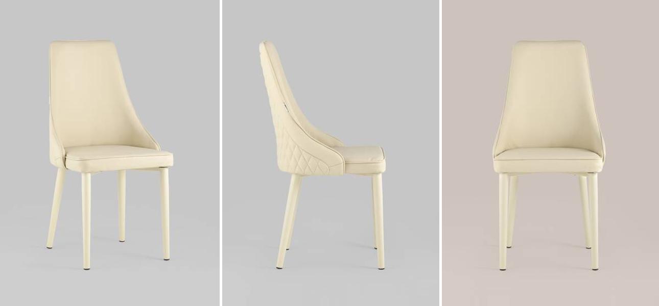 Стул Versailles Chair Кремовая  Экокожа белые ножки - фото
