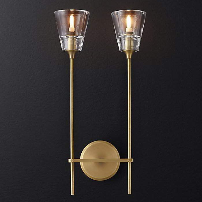 Бра RH Torche De Verre Double wall lamp Латунь в Новосибирске | Loft Concept 