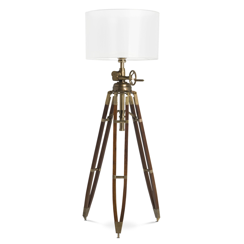 Торшер Eichholtz Floor Lamp Royal Marine Cream Кремовый Коричневый Латунь Античная полированная в Новосибирске | Loft Concept 