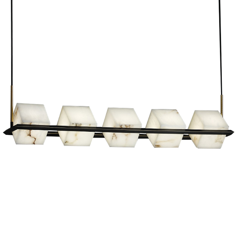 Люстра Marble Cubes Modern Light Chandelier 5 плафонов Черный Белый Мрамор Bianco Латунь в Новосибирске | Loft Concept 