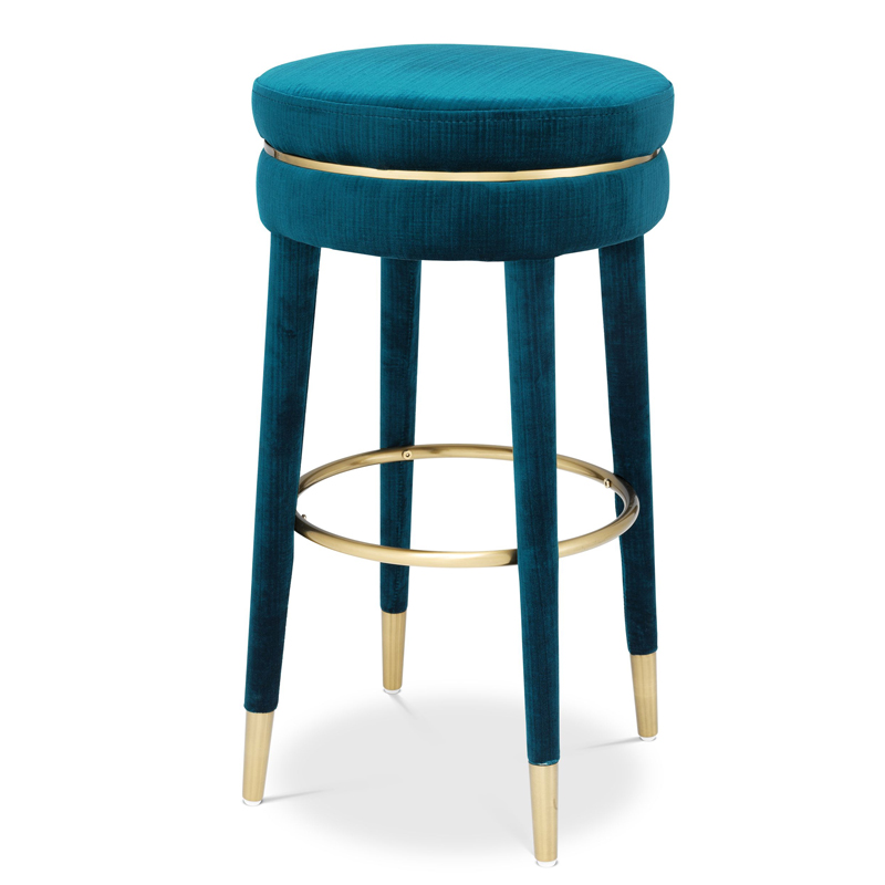 Барный стул Eichholtz Bar Stool Parisian blue Бирюзовый Латунь в Новосибирске | Loft Concept 