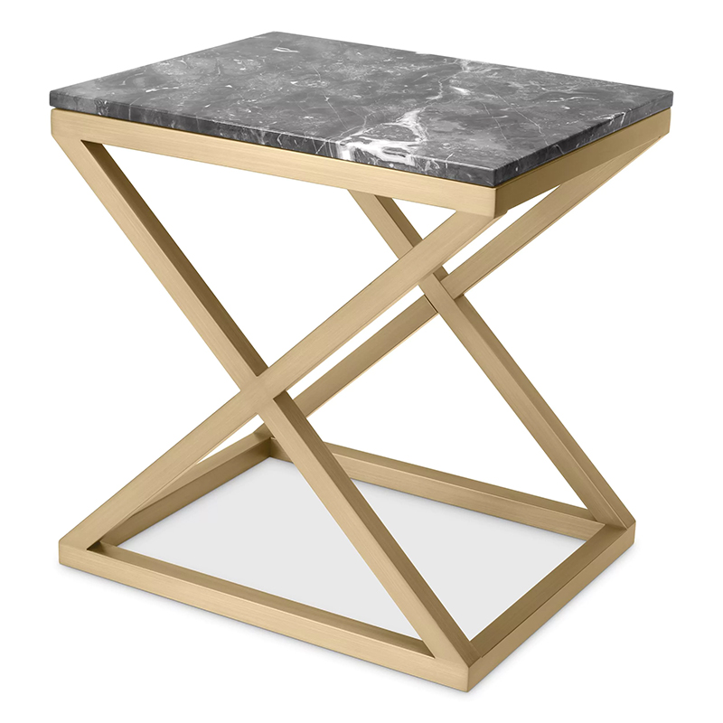 Приставной стол Eichholtz Side Table Criss Cross Латунь Серый в Новосибирске | Loft Concept 