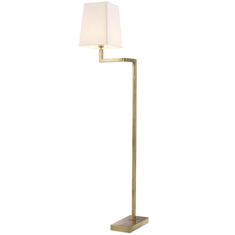 Торшер Eichholtz Floor Lamp Cambell Brass Латунь Винтажная латунь Белый в Новосибирске | Loft Concept 