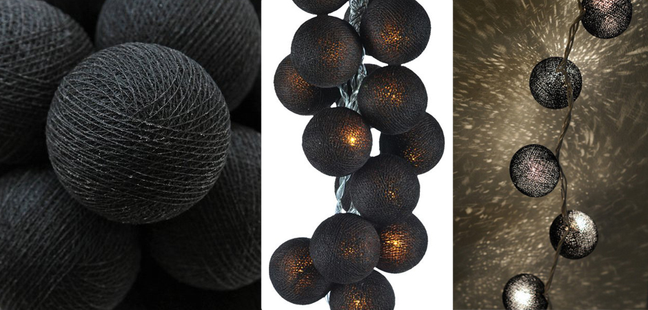 Гирлянда хлопковые фонарики Сotton Ball Ice Black - Loft-Concept в Новосибирске