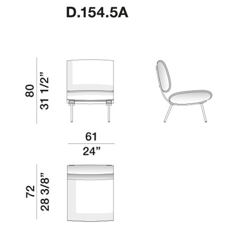 Дизайнерское кресло без подлокотников Gio Ponti ROUND D.154.5 Armchair в Новосибирске