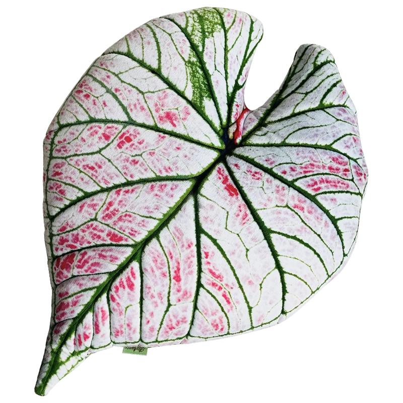 Декоративная подушка Botanical Cushion Caladium Rosebud Зеленый Бежевый Розовый в Новосибирске | Loft Concept 