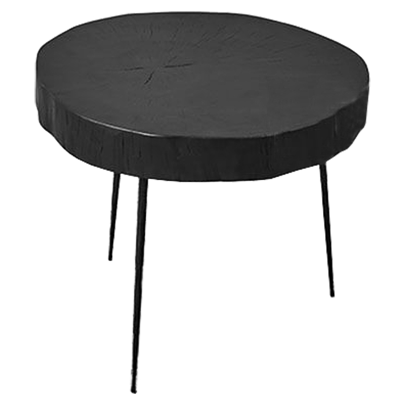 Приставной стол Saw Cut Black Wood Side Table Черный в Новосибирске | Loft Concept 