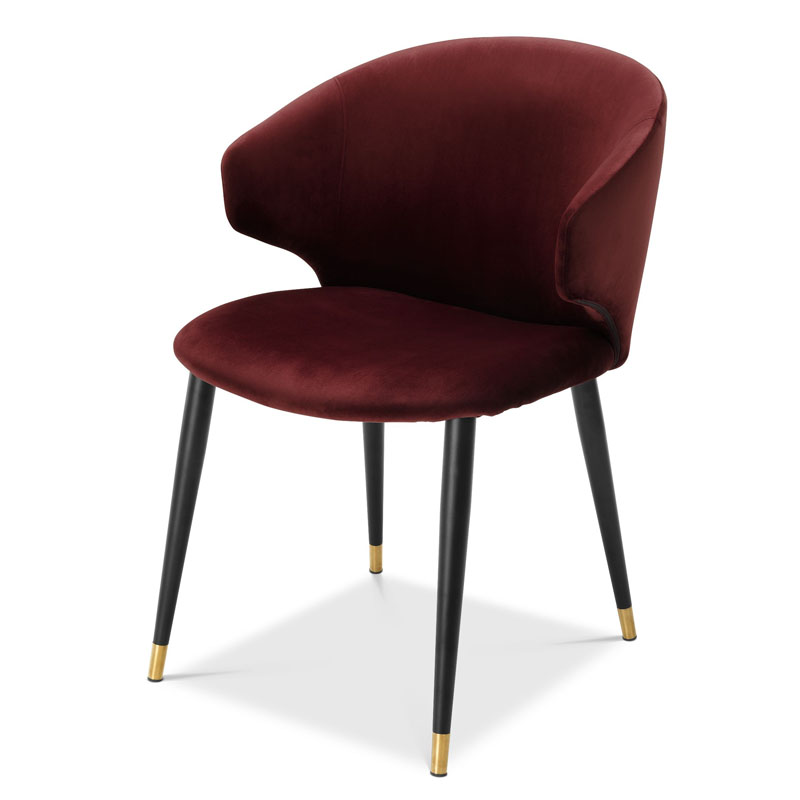 Стул Eichholtz DINING CHAIR VOLANTE burgundy Бургундский красный Черный Золотой в Новосибирске | Loft Concept 