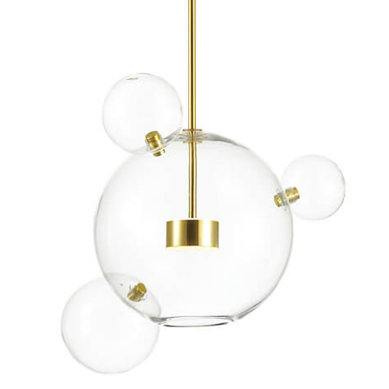 Подвесной светильник Transparent Bubble Pendant Gold 3 Глянцевое золото Прозрачный в Новосибирске | Loft Concept 