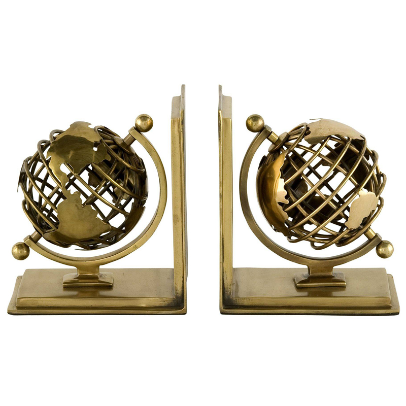 Держатель для книг Eichholtz Bookend Globe set of 2 Латунь Античная полированная в Новосибирске | Loft Concept 