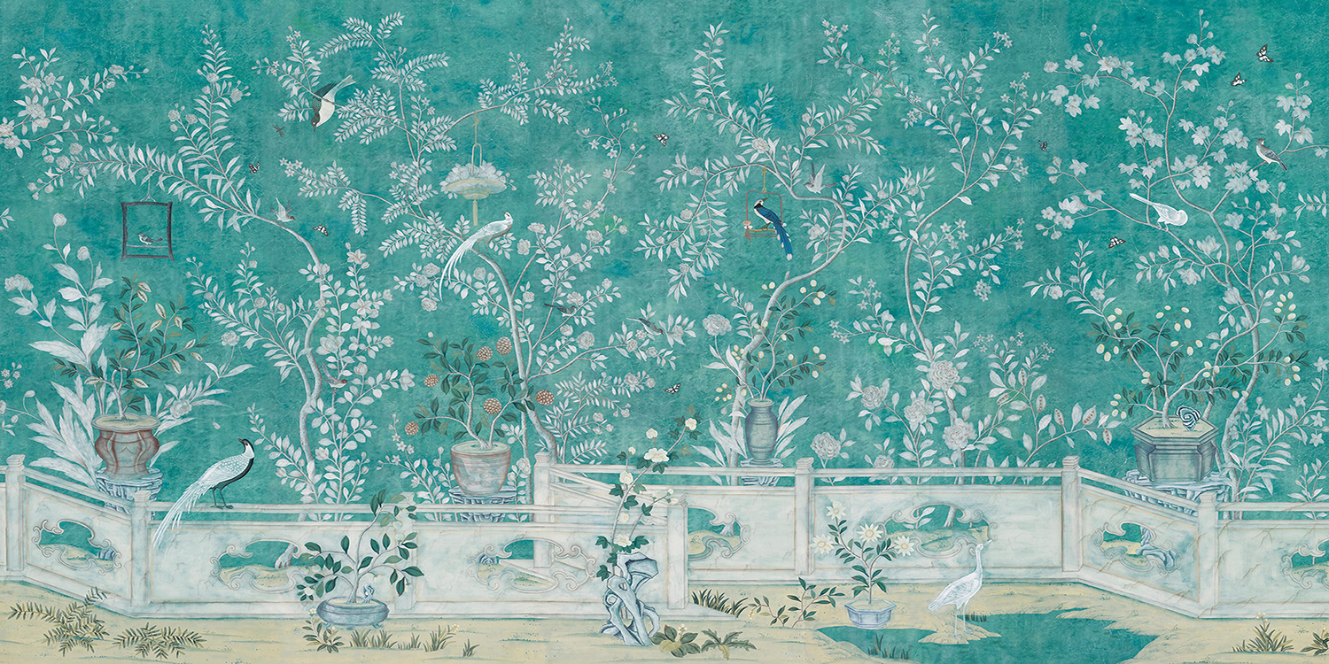 Обои ручная роспись Salon Vert Neptune Green Edo - фото