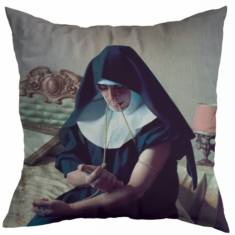 Декоративная подушка Seletti Cushion Nun Бежевый Коричневый Черный Зеленый шалфей в Новосибирске | Loft Concept 