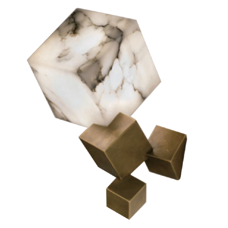 Бра Marble Cube Wall lamp Белый Мрамор Bianco Медь в Новосибирске | Loft Concept 