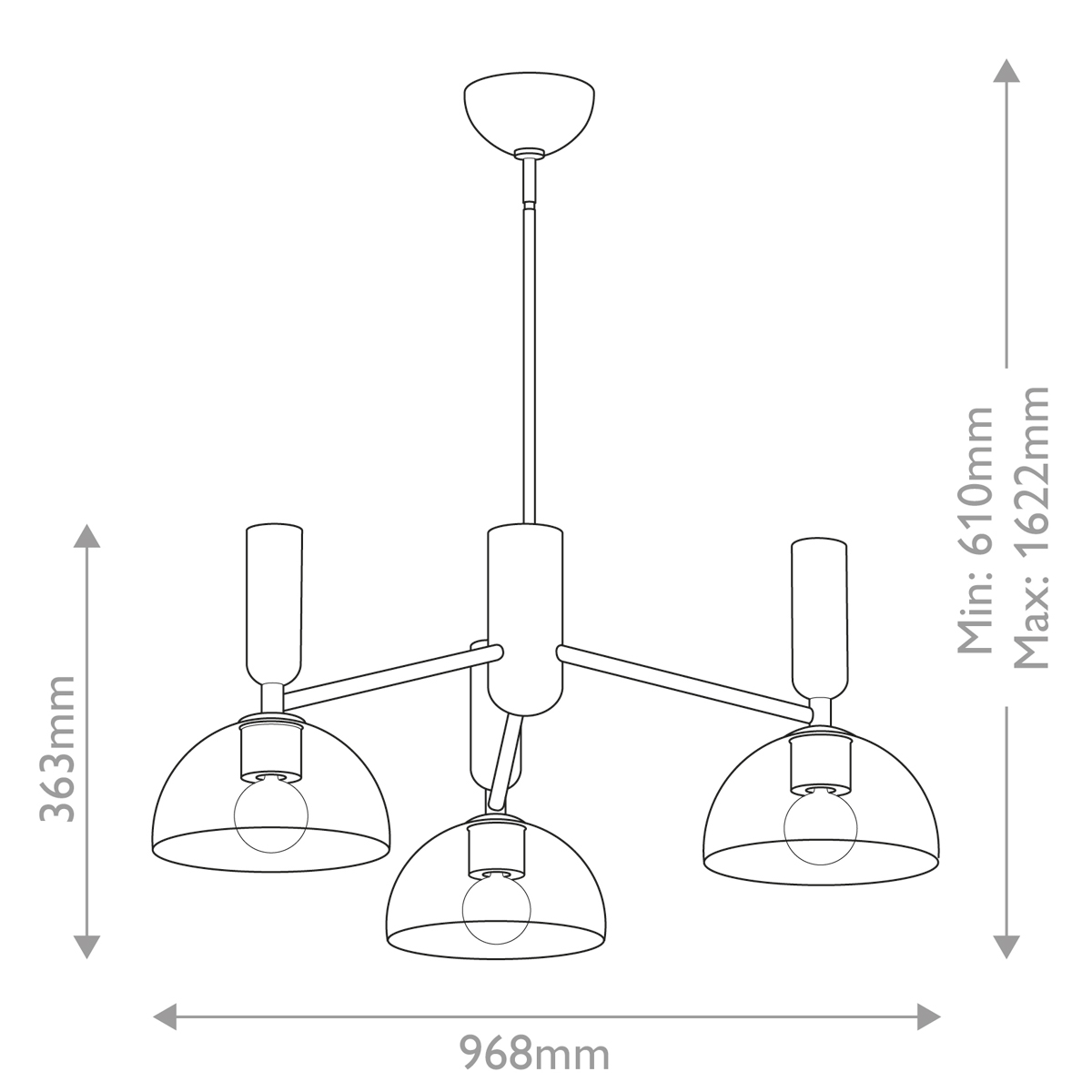 Люстра с 3-мя прозрачными полусферическими плафонами из стекла Alora Mood в Новосибирске