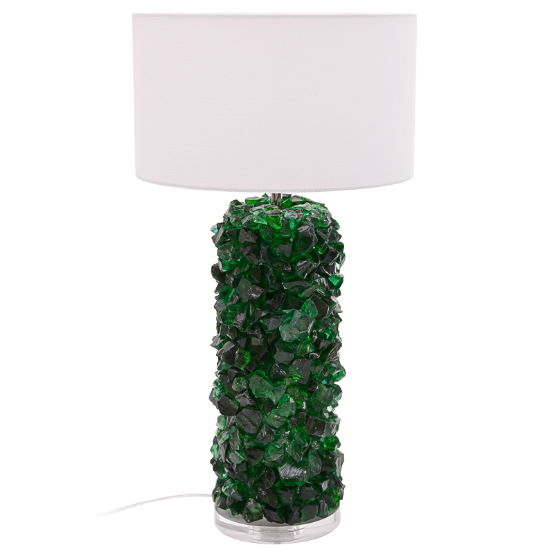 Настольная лампа Enide Green Table Lamp с абажуром Зеленый Белый Прозрачный в Новосибирске | Loft Concept 