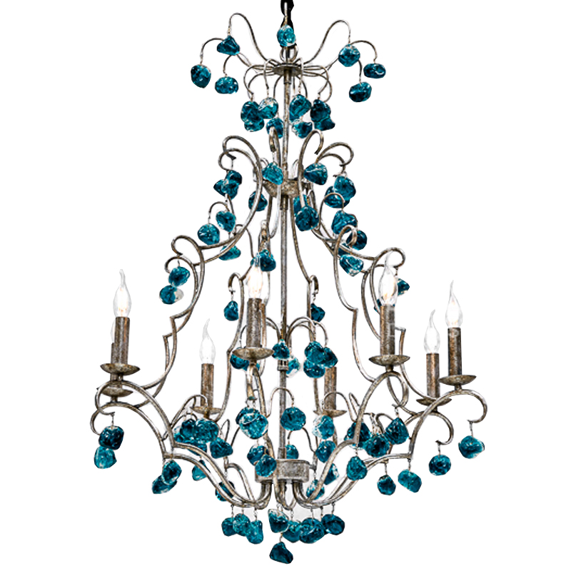 Люстра Crystal Blue Cupertino Chandelier  Бирюзовый в Новосибирске | Loft Concept 