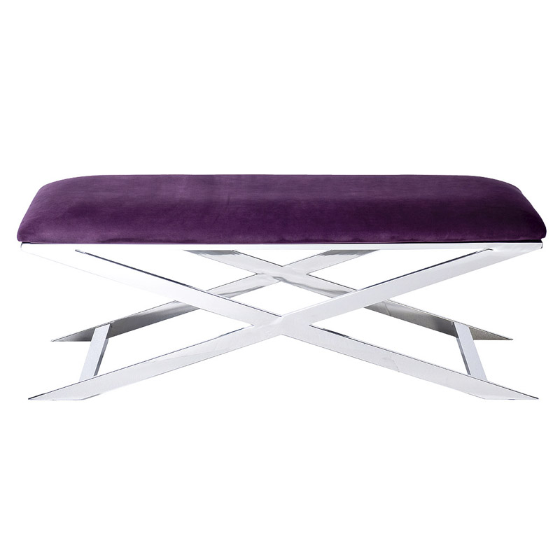 Банкетка Bench Velor Violet Хром Фиолетовый в Новосибирске | Loft Concept 