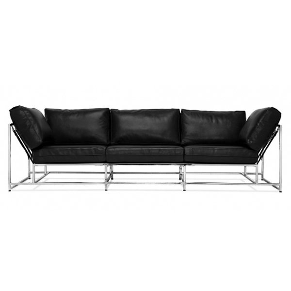 Диван Black Calfskin Sofa Черный в Новосибирске | Loft Concept 