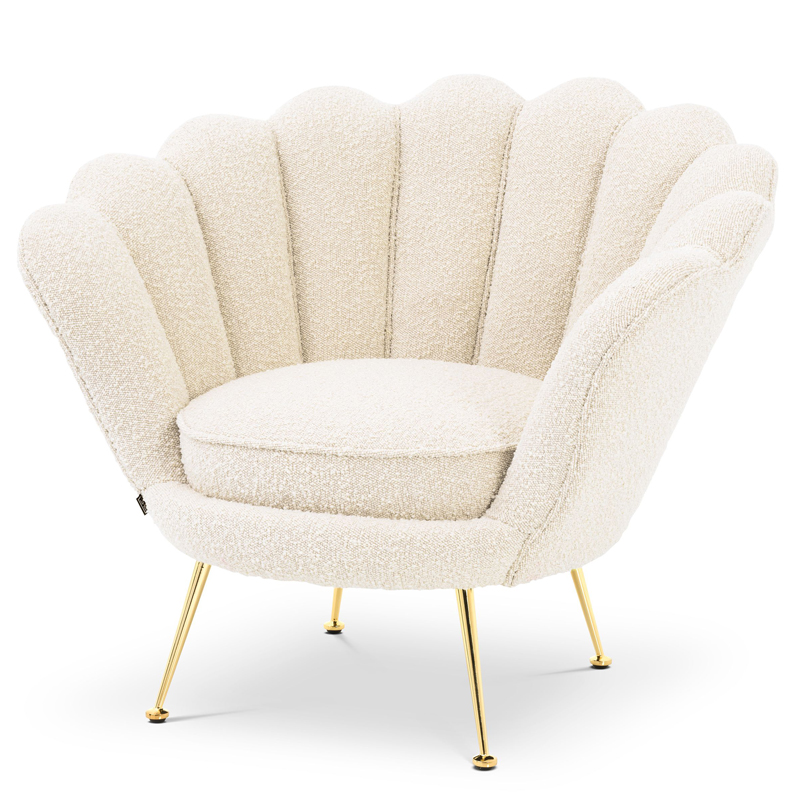 Кресло Eichholtz Chair Trapezium Boucle cream Кремовый Латунь в Новосибирске | Loft Concept 