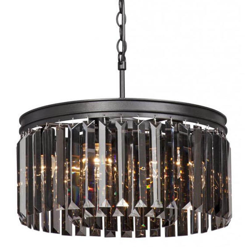 Люстра RH Rhys Smok Glass Prism Round Chandelier 40 Черный матовый в Новосибирске | Loft Concept 