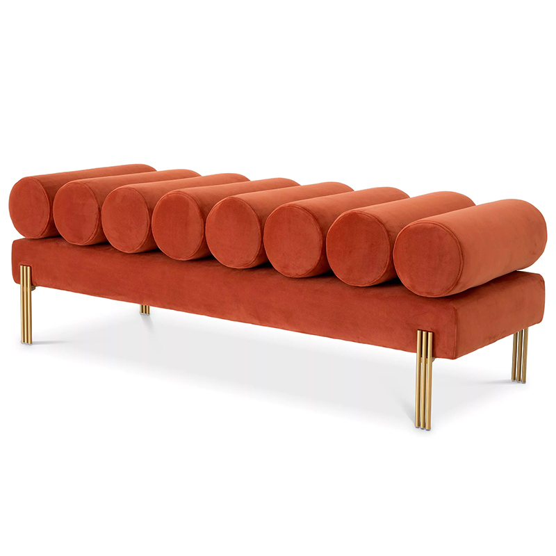 Банкетка Eichholtz Bench Oxley Orange Оранжевый Латунь в Новосибирске | Loft Concept 