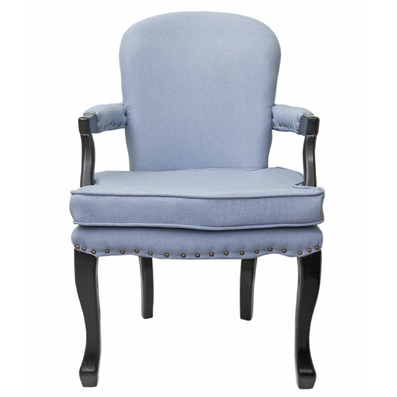 Кресло Aubrey Classical Armchair blue flax Голубой Черный в Новосибирске | Loft Concept 