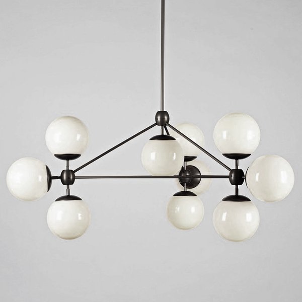 Modo 10 Globes Chandelier Black and White Glass Прозрачный белый Черный в Новосибирске | Loft Concept 