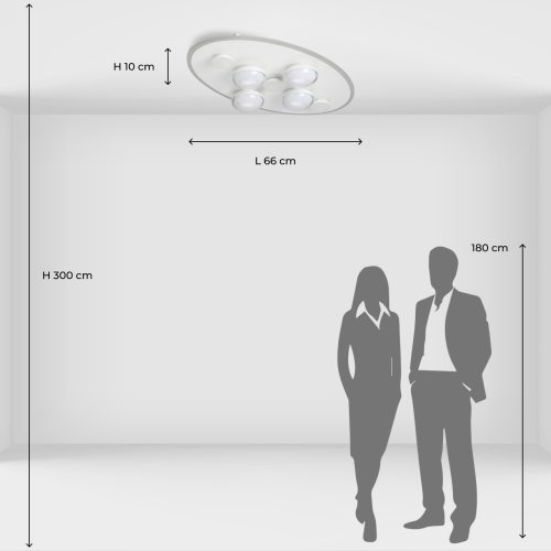 Потолочный светильник овальной формы белого цвета с 7-ю лампами Lunar Pebbles в Новосибирске