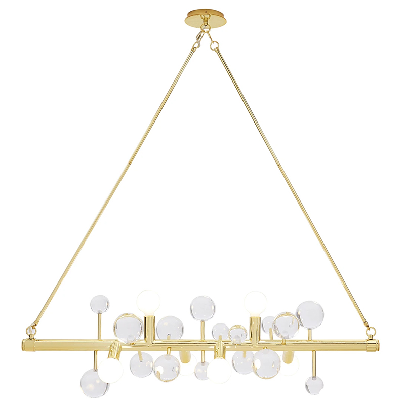 Люстра Jonathan Adler SIX-LIGHT LINEAR CHANDELIER Clear Золотой Прозрачное Стекло Белый в Новосибирске | Loft Concept 