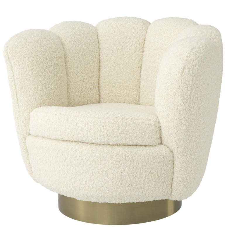 Кресло Eichholtz Swivel Chair Mirage cream Кремовый Матовая латунь в Новосибирске | Loft Concept 