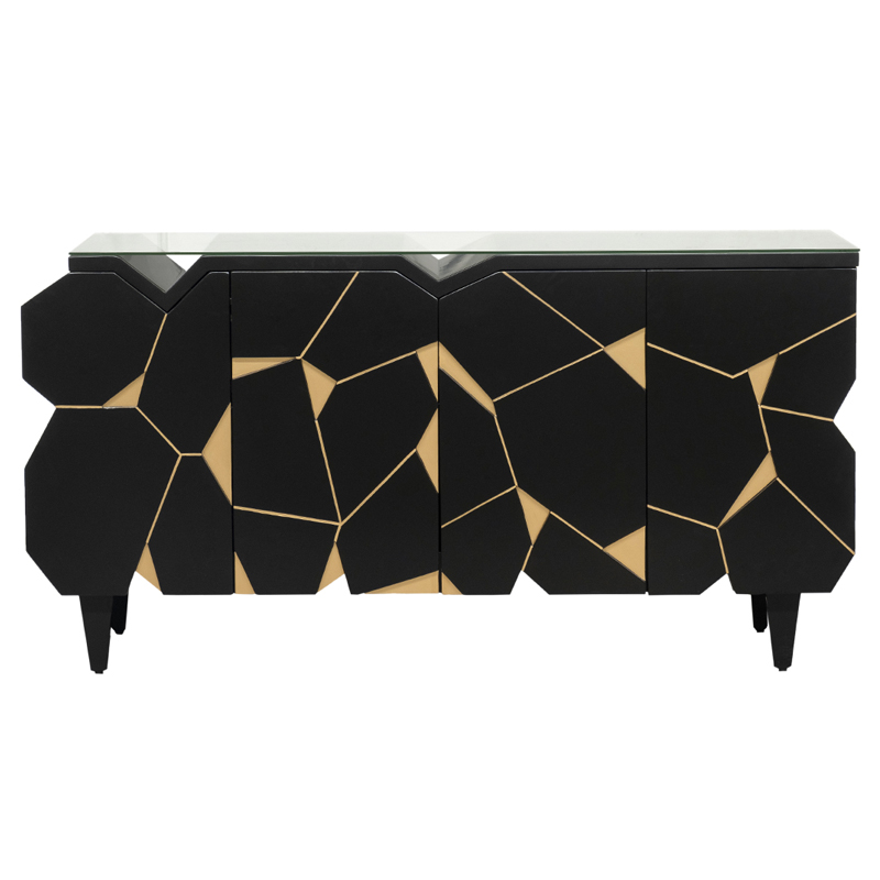 Комод геометрический декор Mosaik Chest of drawers Черный Черный Золотой в Новосибирске | Loft Concept 