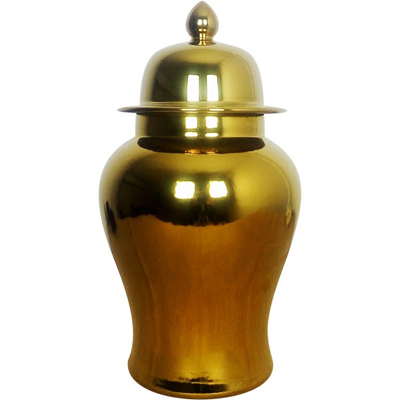 Ваза Gold Ceramic Chinese Jars with Lids Золотой в Новосибирске | Loft Concept 