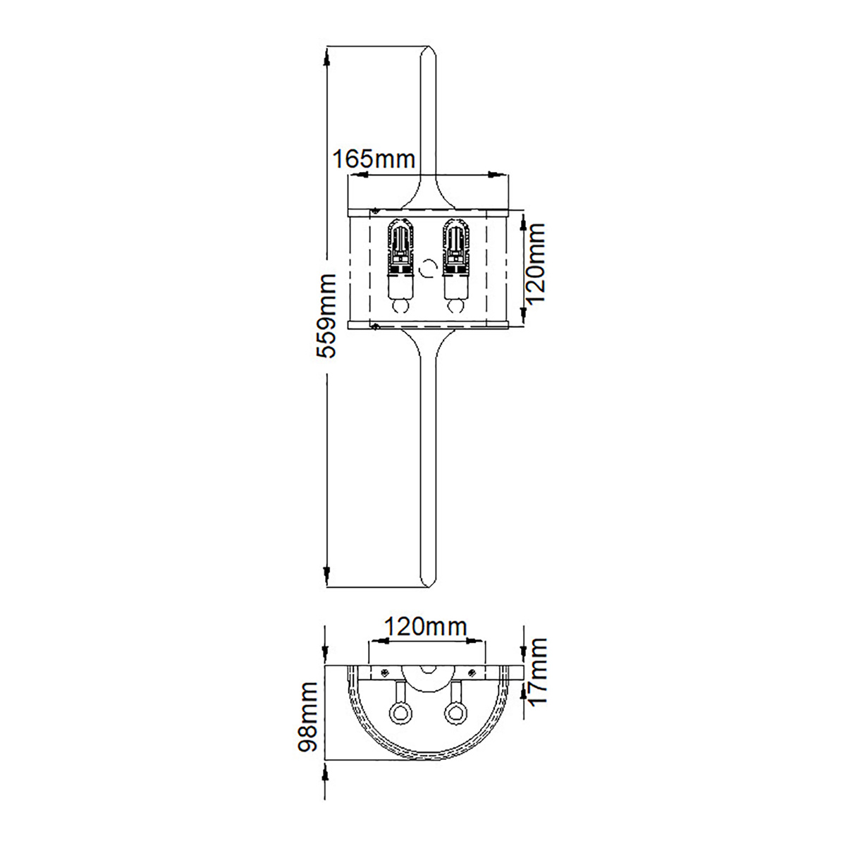 Бра вертикальное с белым полукруглым плафоном и длинным стержнем S Kichler в Новосибирске